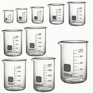 ถ้วยตวงแก้วบอโรซิลิเกตสูง 50-1000มล ทนความร้อน -20℃ ถึง150℃ Lab Kitchen Beaker เครื่องชั่งใส