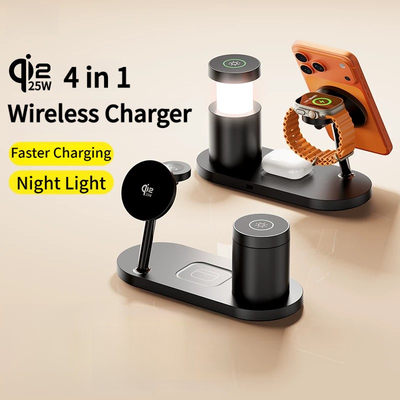 QI2.2 25W แท่นชาร์จไร้สาย 4-in-1 Wireless charger+โคมไฟกลางคืน