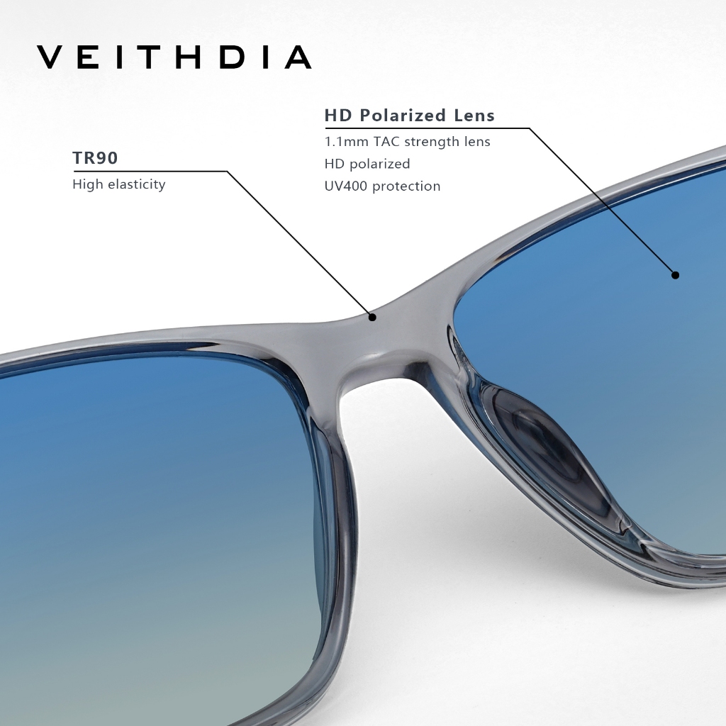 VEITHDIA ผู้ชายโพลาไรซ์ UV400 ป้องกันแว่นตากันแดดผู้หญิงเลนส์ Photochromic Square ขับรถแว่นตากันแดด V7911 ราคา ถูกที่สุด ดีลบีเคเค แกลเลอรีภาพที่ 3