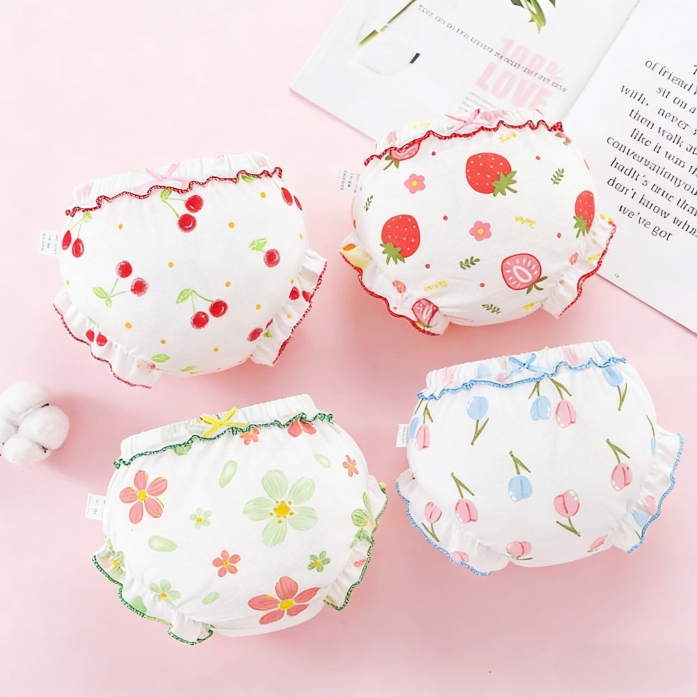 Adabaobao® ᵗʰ กางเกงชั้นในขาสั้น ผ้าฝ้าย 100% 0-3 Y น่ารัก สําหรับเด็กทารกแรกเกิดผู้หญิง