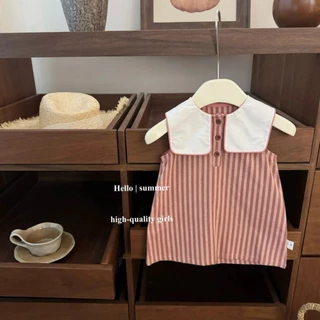 เสื้อกั๊กและชุดแขนกุดสำหรับเด็ก gái ลายปกรุ่นใหม่ สไตล์เจ้าหญิง สำหรับฤดูร้อน