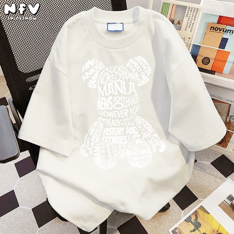 【จัดส่งตลอด 24 ชั่วโมง】NFV แฟชั่นเกาหลี ระบายอากาศ ลายพิมพ์หมีน่ารัก อ่อนนุ่ม ทรงหลวม ใส่สบาย YG1163
