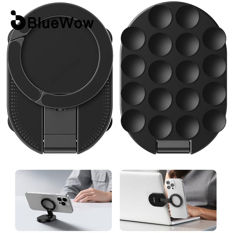 BlueWow ที่วางโทรศัพท์แม่เหล็ก 3-in-1, ขายึดแม่เหล็กแบบถ้วยดูดขนาดเล็ก,ขาตั้งตั้งโต๊ะ / ที่วางโทรศัพท์