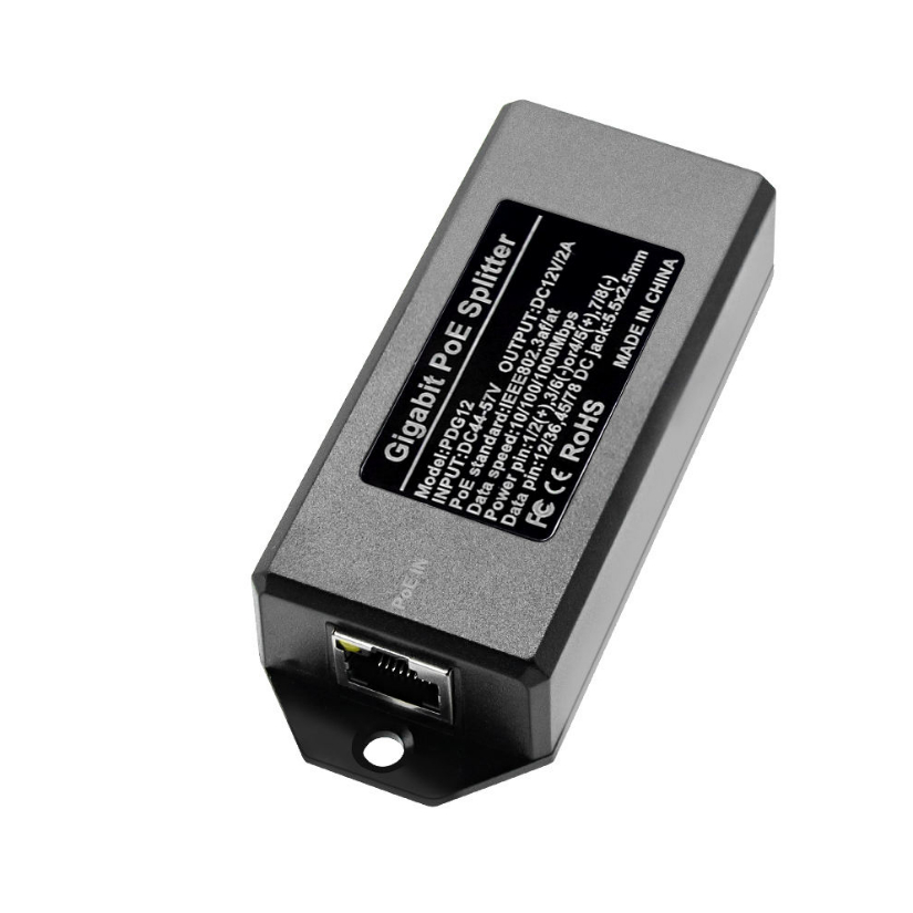 Gigabit 48V ถึง 12V POE Splitter 2A 24W IEEE802.3af