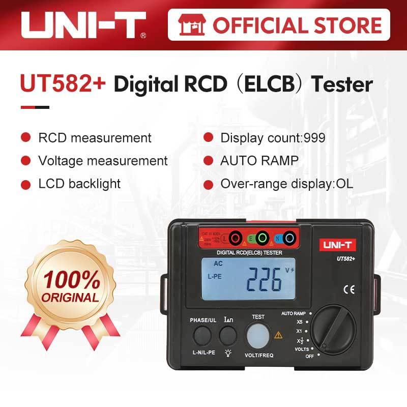 Uni-t UT582+ เครื่องทดสอบวงจรเบรกเกอร์ดิจิทัล RCD ELCB แรงดันอัตโนมัติ พร้อมบัซเซอร์ทํางานผิดพลาด