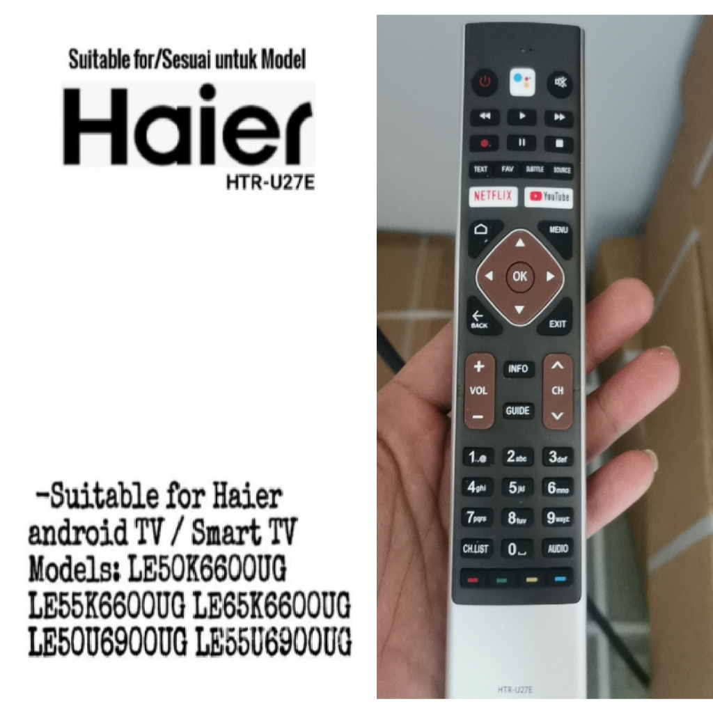 HTR-U27E รีโมทคอนโทรลสําหรับ Haier TV LE32K6600GA LE40k6600GA LE43K6600GA HTR-U27E เปลี่ยนรีโมทคอนโท