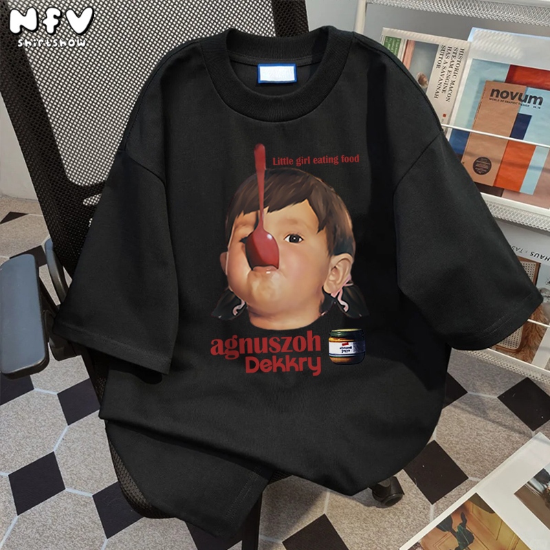 【จัดส่งตลอด 24 ชั่วโมง】 NFV เสื้อยืดผู้หญิงสไตล์เกาหลี เนือ้ผ้าน้ำหนักเบา oversize การ์ตูน คอเสื้อ เสื้อยืด YG753