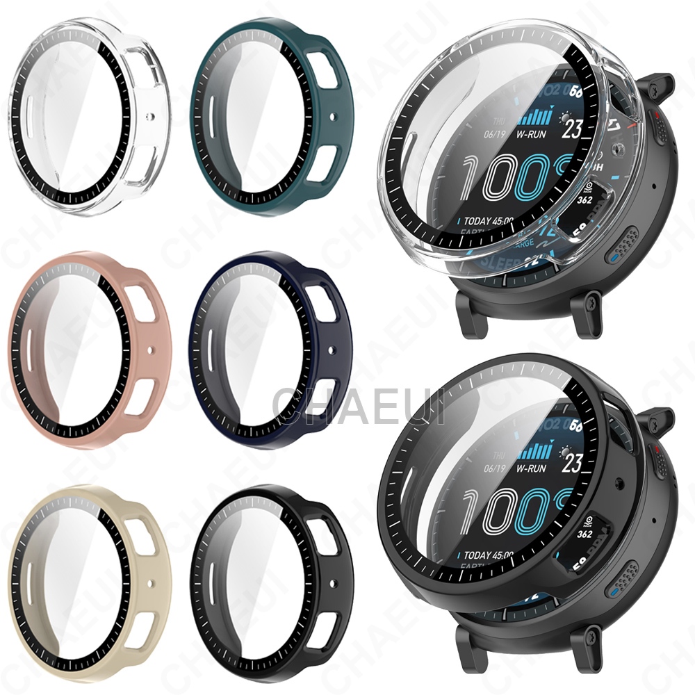 ฟิล์มกันรอยหน้าจอพร้อมเคสฟิล์มกรอบ PC คลุมทั้งหมดสําหรับ Amazfit Active Max / Active 3 Premium