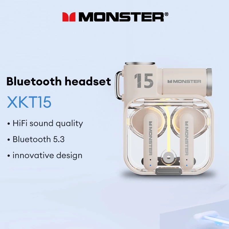 Monster XKT15 หูฟังบลูทูธคุณภาพเสียงไฮไฟการออกแบบนวัตกรรมอายุการใช้งานแบตเตอรี่ยาวนานพร้อมไมโครโฟนบลูทูธ 5.3