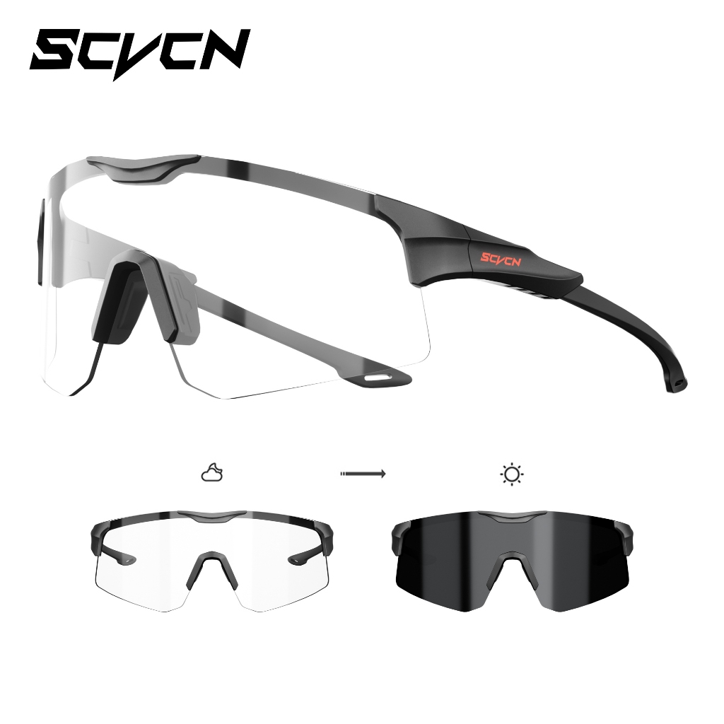 Scvcn แว่นตาปั่นจักรยานแบบโฟโตโครมิกฤดูร้อนกีฬากลางแจ้ง UV400 ผู้ชายและผู้หญิงแว่นตากันแดดแฟชั่นลําลอง