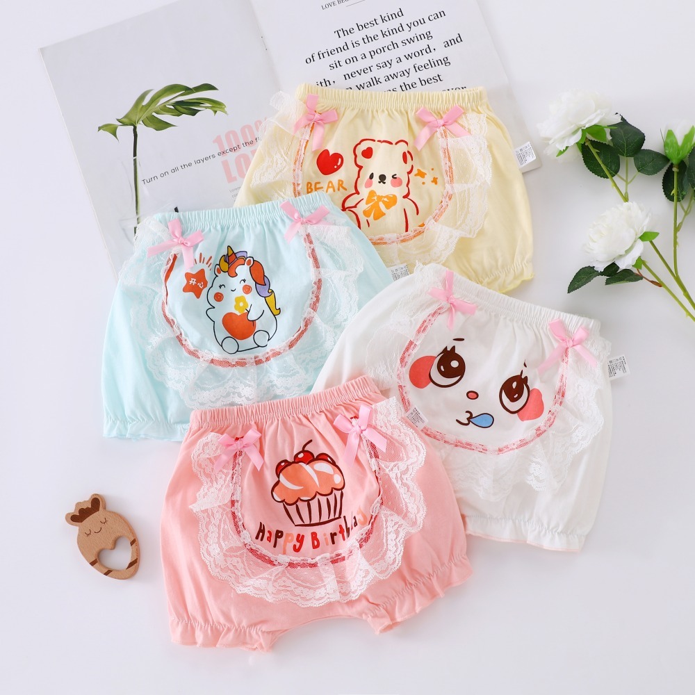 Adabaobao® ᵗʰ『พร้อมส่ง 🧸』 กางเกงเด็กผู้หญิง กางเกงผ้าอ้อม แต่งโบว์น่ารักๆ 0-4Y