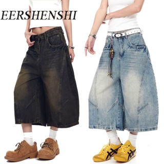 ERSHENSHI วินเทจล้างผ้ายีนส์กางเกงขากว้างสําหรับฤดูร้อน