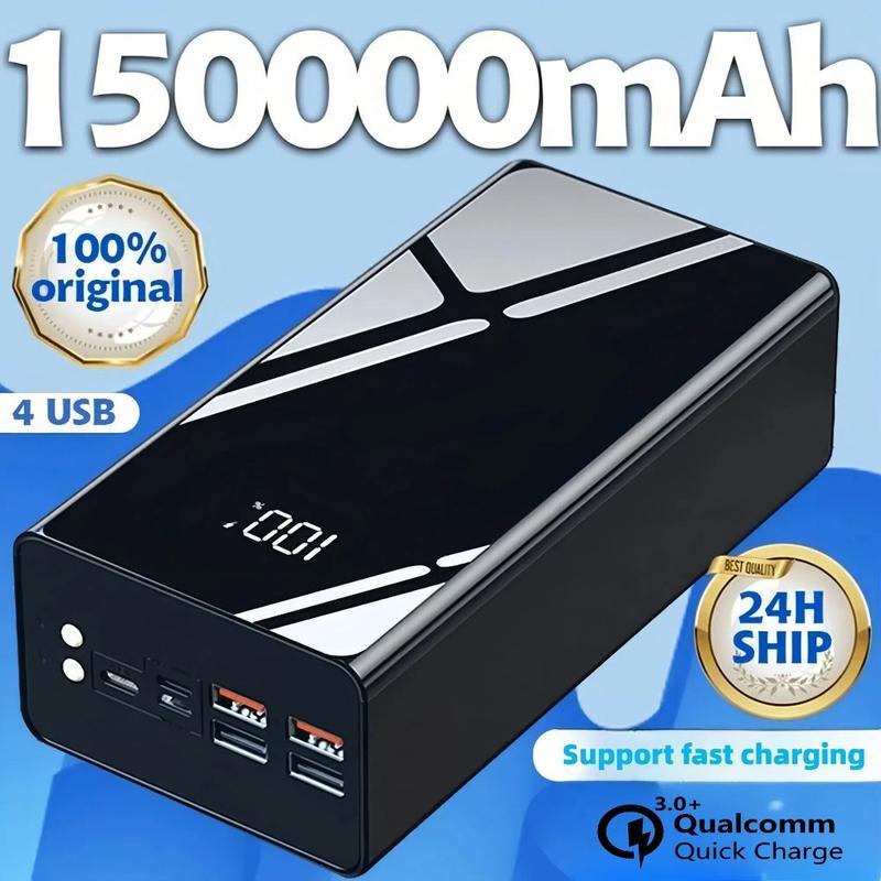 🚀【รับประกัน 5 ปี】🎁 พาวเวอร์แบงก์ 150000mAh ความจุสูง พกพาสะดวก ชาร์จพร้อมกัน 4 เครื่อง ไฟ LED power 