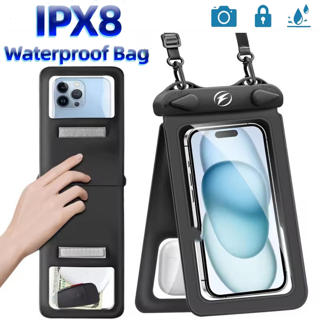 HdoorLink IPX8 เคสโทรศัพท์มือถือกันน้ําใต้น้ํา Universal Touchscreen กระเป๋าแห้งพร้อมเชือกเส้นเล็กคอ