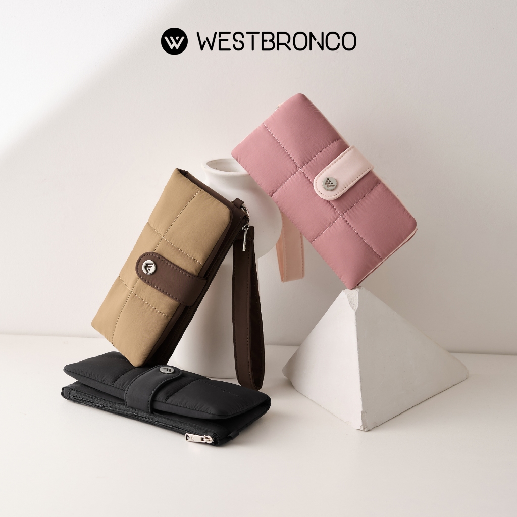 WESTBRONCO รุ่นบาแกตต์ (Baguette)-กระเป๋าสตางค์สายคล้องข้อมือรุ่นยาว RFID ป้องกันการโจรกรรม ช่องเยอะ ผ้าไนลอนกันน้ำ