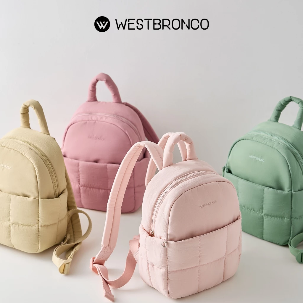 WESTBRONCO Muffinรุ่น (มัฟฟิน) กระเป๋าเป้ขนาดเล็กสไตล์มินิมอล ดีไซน์น่ารักสีพาสเทล น้ำหนักเบา กันน้ำได้