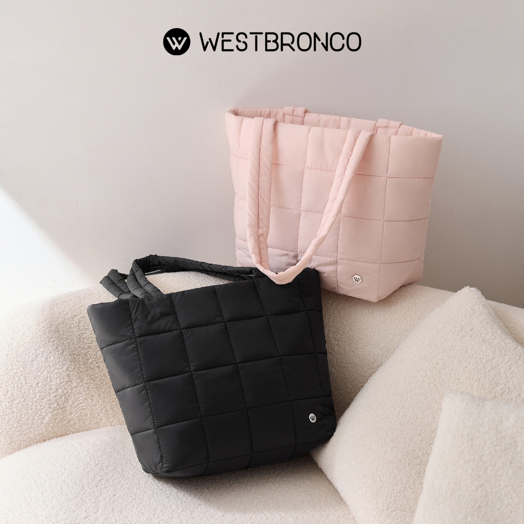 WESTBRONCO Creammyรุ่น (ครีมมี่) กระเป๋าถือผู้หญิงขนาดกลาง ทรงนุ่มฟู ผลิตจากผ้าไนลอน ใช้ได้ทั้งแบบถือหรือสะพายไหล่