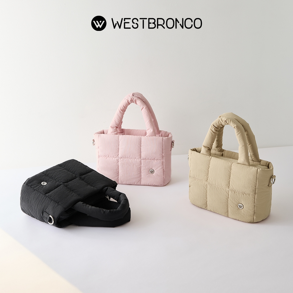 WESTBRONCO กระเป๋าสะพายข้างกันน้ําปรับ Drawstring Smooth Zipper Soft Handle Back Pocket Nylon กระเป๋าคาดเอว