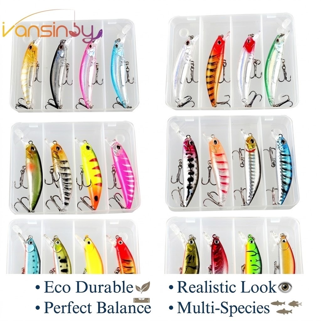 Boxxed 4PCS Sinking Minnow เหยื่อตกปลา 8g/6.5g ฤดูร้อนเบสกลางแจ้ง