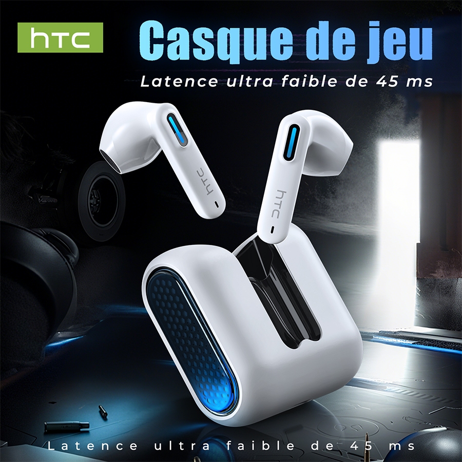 HTC NE49 AI Translator Earbud TWS 45ms ชุดหูฟังสําหรับเล่นเกม Latency ต่ํา 4.5g ไม่มีความรู้สึกสวมใส่หูฟังไร้สายเสียงสเตอริโอ HiFi