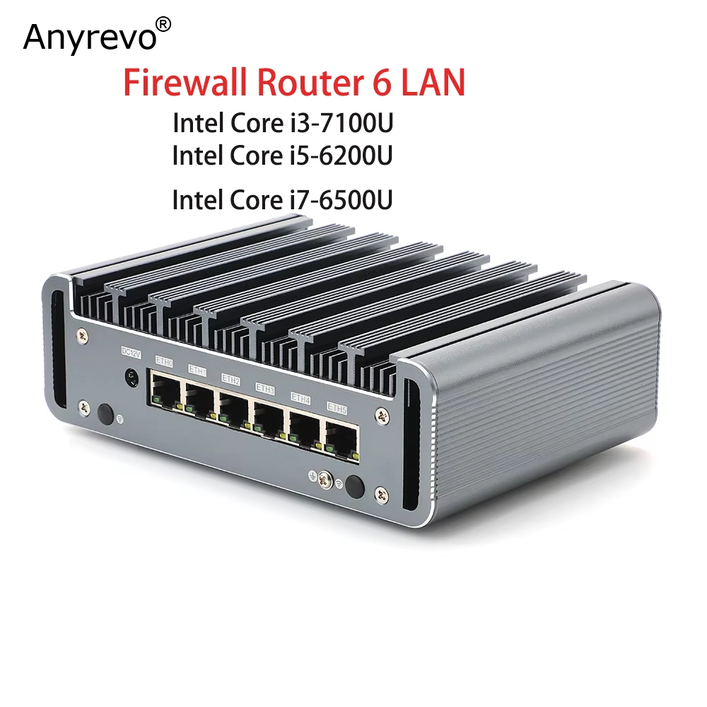 Fanless 6x Gigabit LANs Intel Core i3-7100U/i3-8130U/6-port gigabit soft router Firewall mini PC Fan