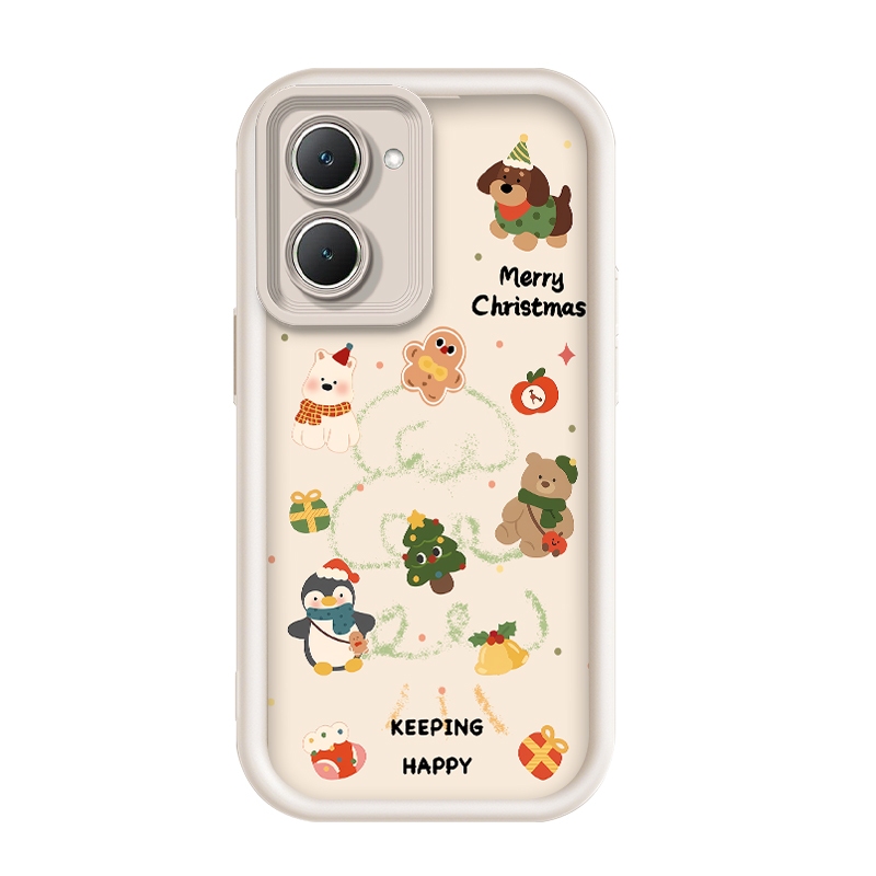 สําหรับ Vivo Y18/Vivo Y18s/Vivo Y18e/Vivo Y18i,รูปแบบปาร์ตี้คริสต์มาสสัตว์,เคสโทรศัพท์ซิลิโคนป้องกัน