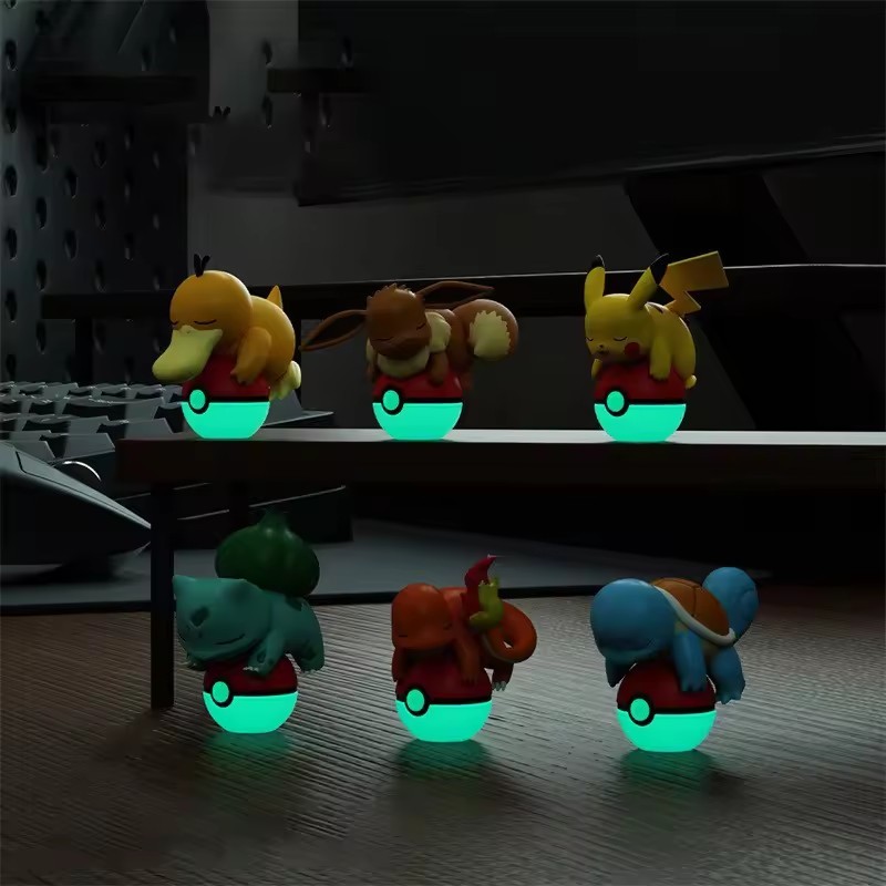 ใหม่ Pikachu Night Light ตุ๊กตา PSYDUCK CHARMANDER EEVEE มือถือเดสก์ท็อปเครื่องประดับเด็กวันเกิดคริส