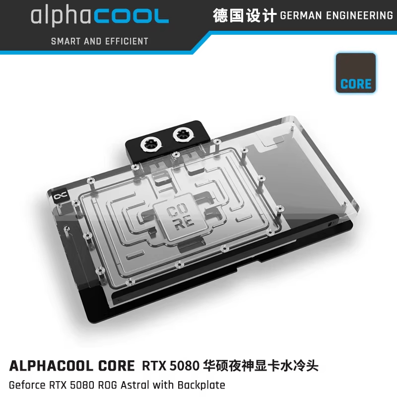 Alphacool Core Series บล็อกน้ํา GPU ครอบคลุมเต็มรูปแบบเข้ากันได้กับ RTX 5080 ASUS ROG Asral
