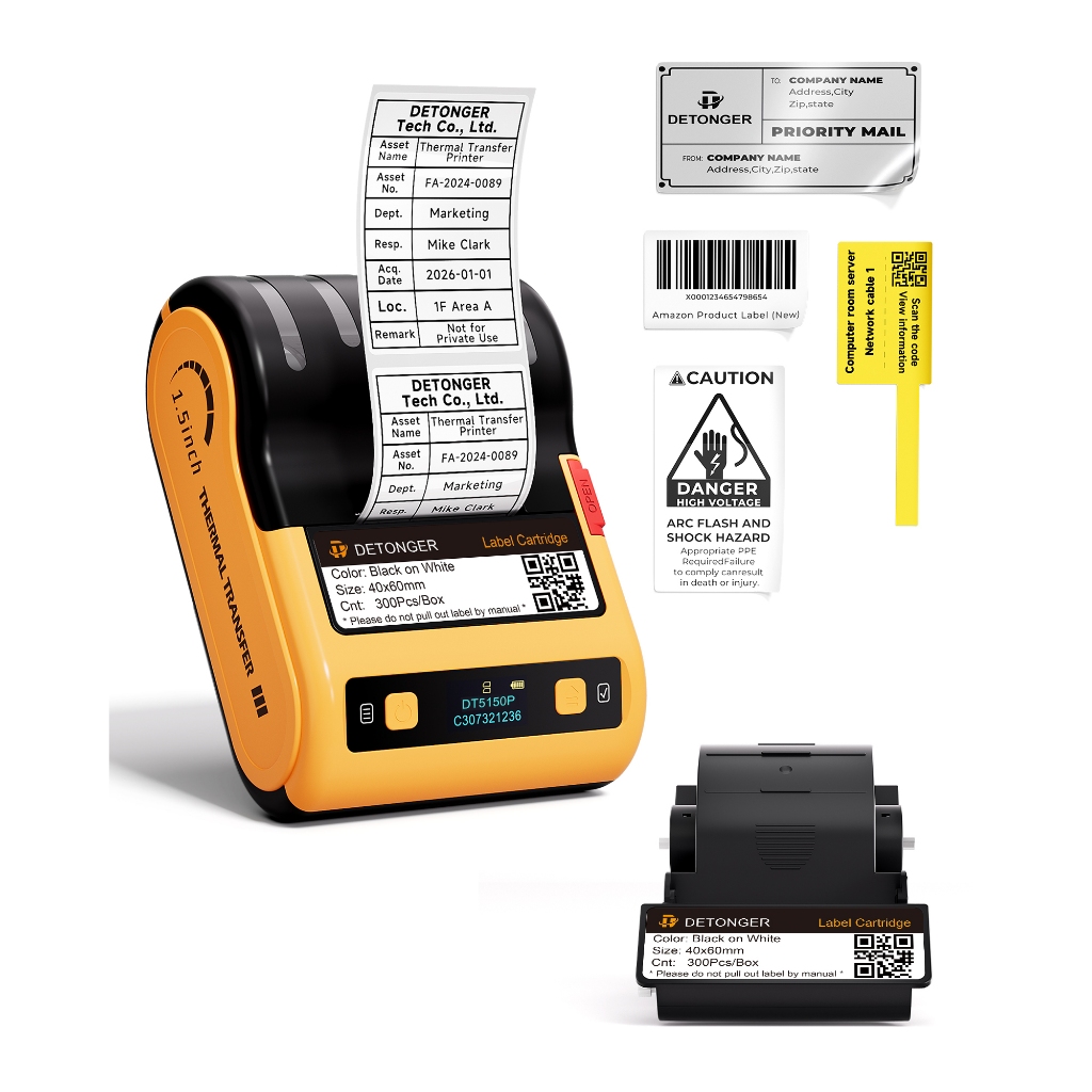 DETONGER 300DPI อุตสาหกรรม Colorfast Thermal Transfer เครื่องพิมพ์ฉลากสําหรับกลางแจ้งโดยตรงแสงแดดงาน