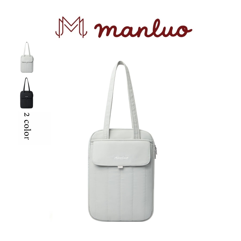 MANLUO กระเป๋าคอมพิวเตอร์ นิ้ว กันน้ำ กันกระแทก กระเป๋าผ้าแคนวาส ช่องเก็บของเป็นระเบียบ สำหรับทำงาน ไปเรียน พกพาสะดวก