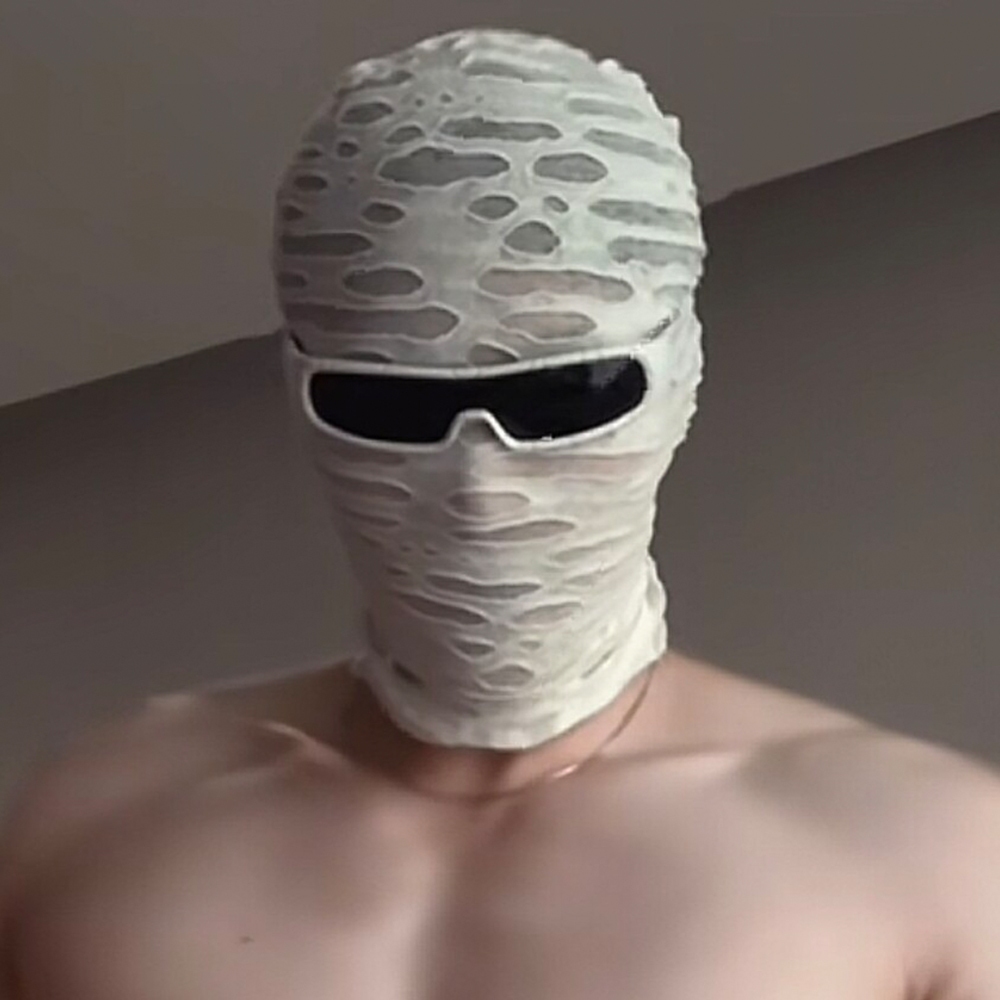 Balaclava Full Mask Mummy Torn Mesh Hood ชุดฮาโลวีน Head Cover
