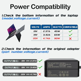 อะแดปเตอร์โน๊ตบุ๊ค ASUS (65W) 19V3.42A *มีหัว3ขนาด หัว 5.5x2.5mm 4.0x1.35mm 4.5x3.0mm สายชาร์จไฟเอซุส Notebook Adapter 1415 17F412F512