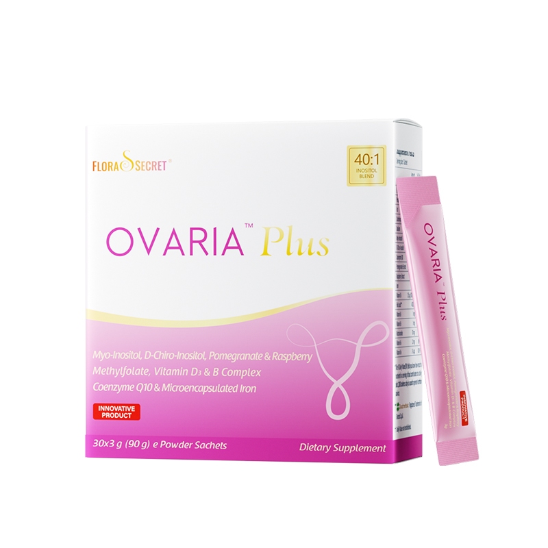 Floras Secret Ovaria Plus Myo Inositol + d Chiro Inositol 40:1 Coq10 อาหารเสริมสนับสนุนสืบพันธุ์สุขภาพบํารุงและฟื้นฟู 3g30 ซอง