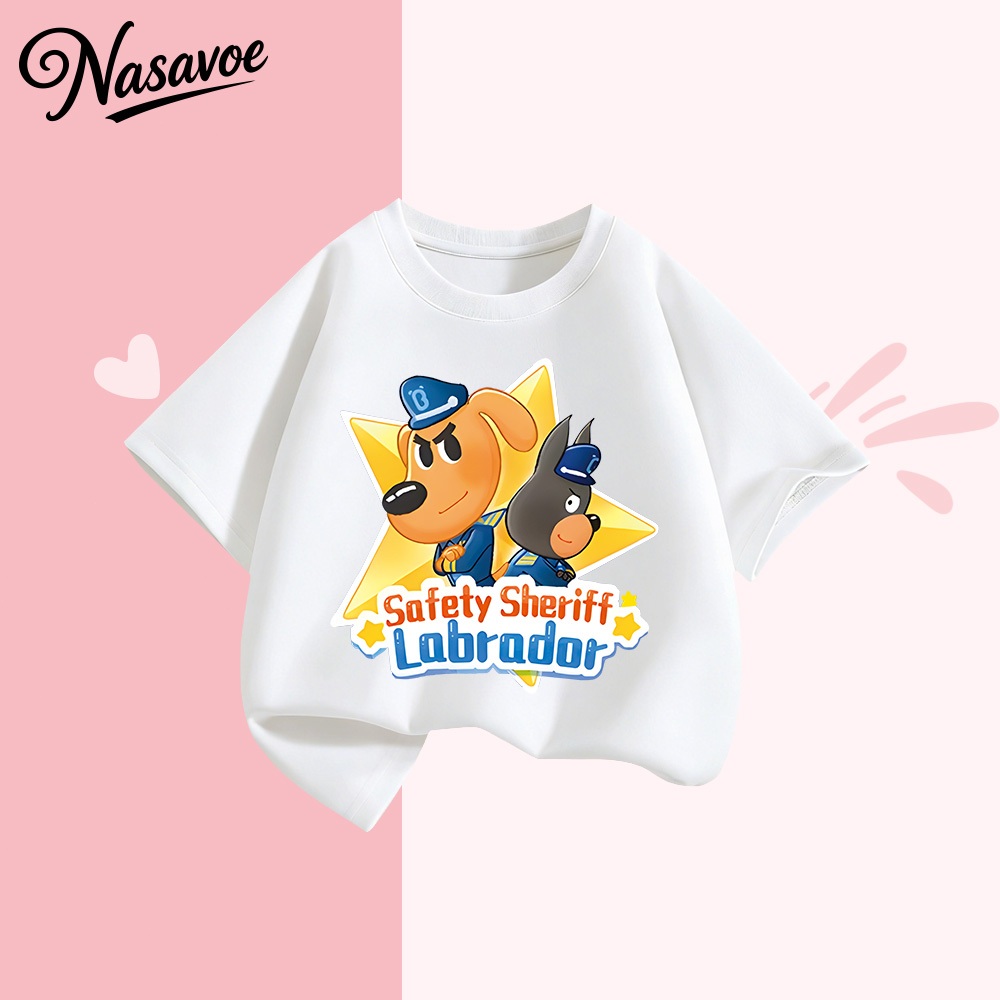 【24 ชั่วโมง】 เสื้อยืดเด็ก ผ้านุ่มใส่สบาย ลายการ์ตูน ลวดลายสุนัข สำหรับเด็กชาย-หญิง 1-13 ปี
