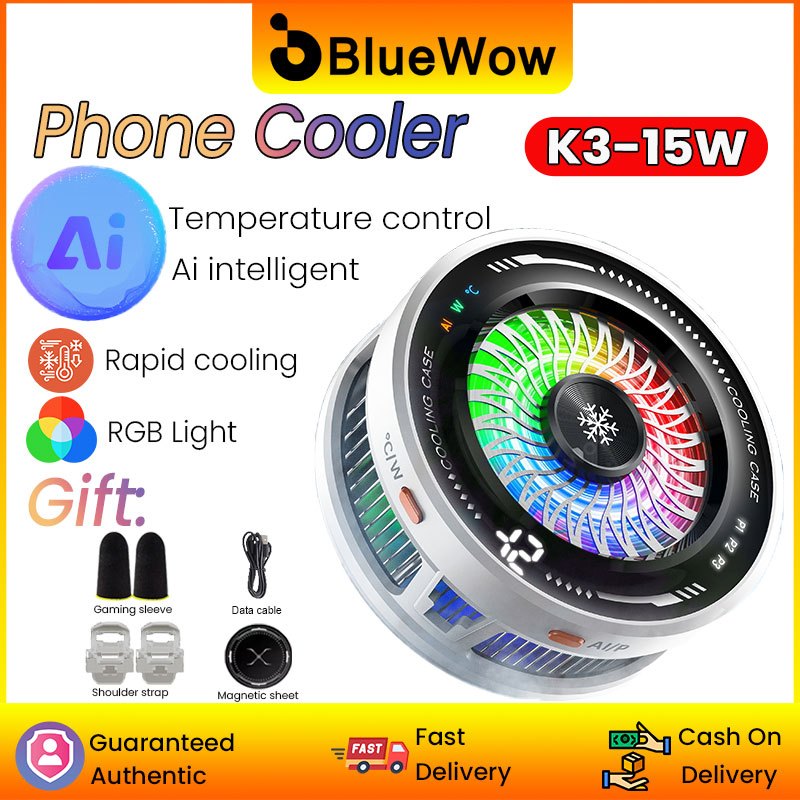 BlueWow K3/K6 หม้อน้ําโทรศัพท์หม้อน้ําระบายความร้อน Turbo Hurricane เกม Cooler โทรศัพท์มือถือพัดลมระบายความร้อนระบายความร้อนระบายความร้อนระบายความร้อนสําหรับสมาร์ท