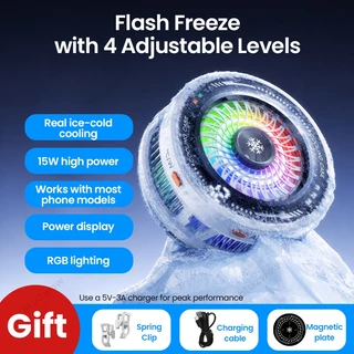 BlueWow K3 AI Phone Cooler สําหรับโทรศัพท์มือถือพัดลม Phablet Semiconductor แช่แข็งจริง/จอแสดงผลพลังงาน/แสงที่มีสีสัน / การปรับ 4 ระดับ