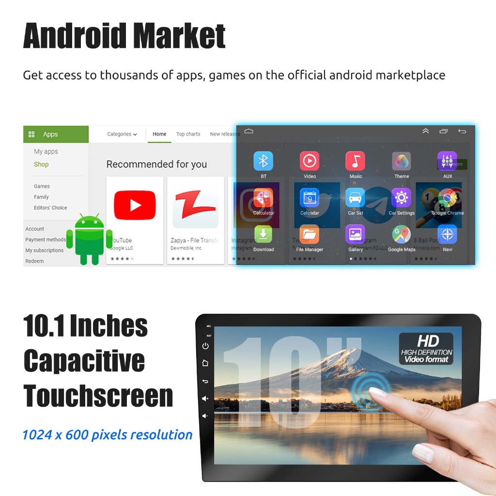 ในสต็อก! จอแสดงผล Android 14 2 DIN ขนาด 10.1 นิ้ว รองรับ CarPlay ไร้สาย และ Android เชื่อมต่ออัตโนมัติ ระบบนําทาง GPS ในตัว WiFi กล้องถอยหลัง วิทยุ RDS/FM และสีน้ําเงิน ราคา ถูกที่สุด ดีลบีเคเค แกลเลอรีภาพที่ 2