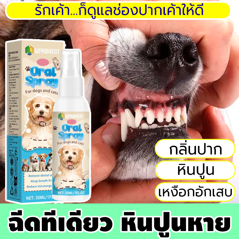 สเปรย์ช่องปากสัตว์เลี้ยง ลดคราบหินปูน สร้าง ลบคราบหินปูนฟัน ลมหายใจสดชื่น เสริมภูมิคุ้มกัน เหมาะสําหรับสุนัขและแมว ไม่ต้องแปรง ปกป้องการรักษาช่องปากของสัตว์เลี้ยงของคุณ