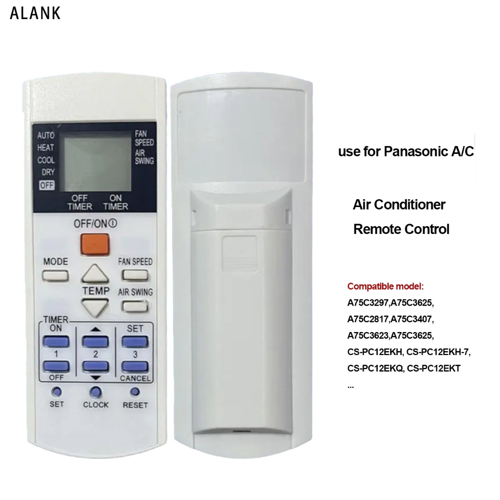ALANK panasonic รีโมทแอร์ (ใช้งานโดยตรง ไม่ต้องการตั้งค่า) A75C3297 A75C3623 A75C3625 A75C2817
