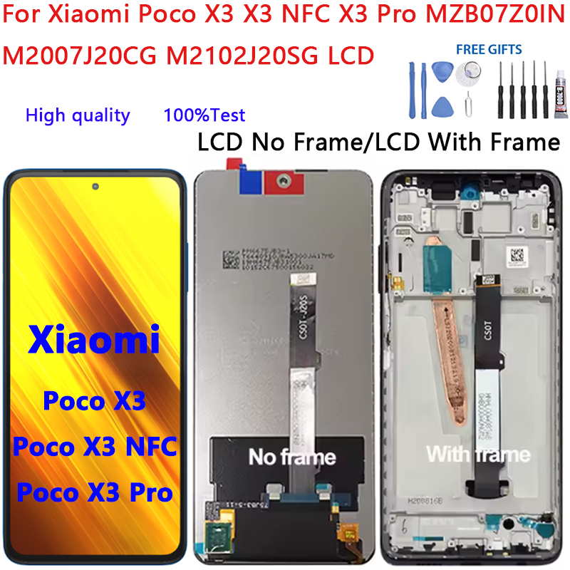สําหรับ Xiaomi Poco X3 X3 NFC X3 Pro MZB07Z0IN M2007J20CG M2102J20SG จอแสดงผล LCD Touch Screen Digit