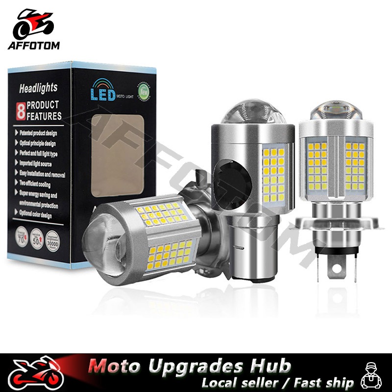 AFFOTOM 24W H4 H6/BA20D LED ไฟหน้ารถจักรยานยนต์โคมไฟเลนส์ LED มอเตอร์ Spotlight พร้อมพัดลม