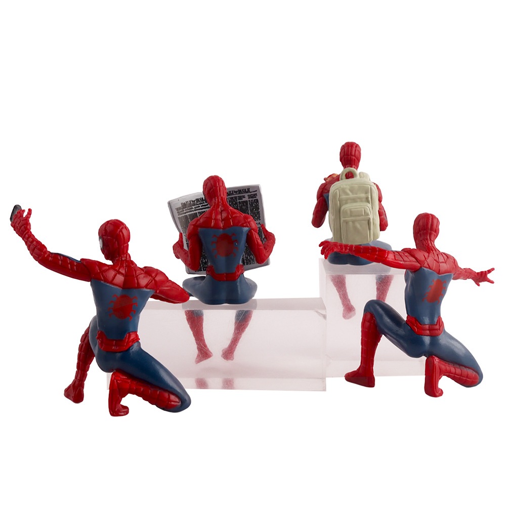 4 ชิ้น/เซ็ต 6 ซม.อะนิเมะ Avengers Superhero Mini Spider-Man อ่านหนังสือพิมพ์ Peter Benjamin Parker PVC ตัวเลขเดสก์ท็อปตกแต่งตุ๊กตาของเล่น ราคา ถูกที่สุด ดีลบีเคเค แกลเลอรีภาพที่ 2