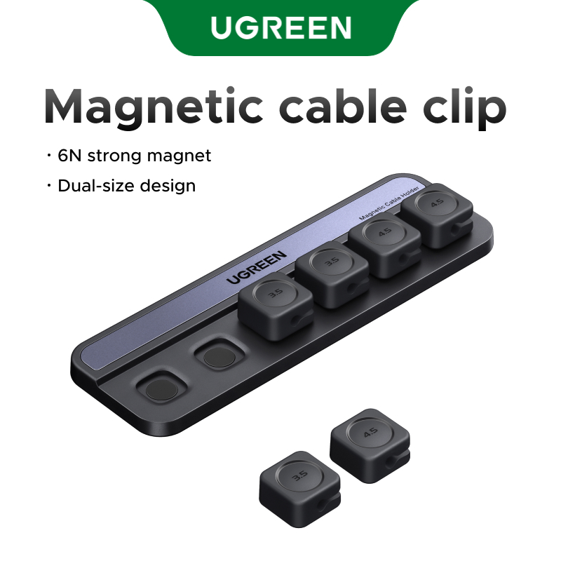 UGREEN ที่ยึดคลิปสายเคเบิลแม่เหล็ก 3.5 มม./4.5 มม. 6N แม่เหล็กที่แข็งแกร่งจัดระเบียบสายเคเบิล