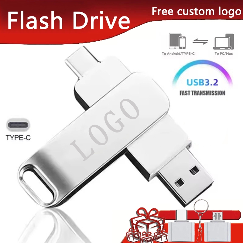 USB3.2 ไดร์เวอร์หน่วยความจําแฟลชความเร็วสูง, กล่องดีบุกที่ต้องการของขวัญ, 8gb/32gb/128gb/256gb/512gb/1tb/2tb TYPE-C ไดร์เวอร์ปากกาสามในหนึ่งเดียว, รูปภาพที่กําหนดเอง/โลโก้บริษัทดิสก์ U