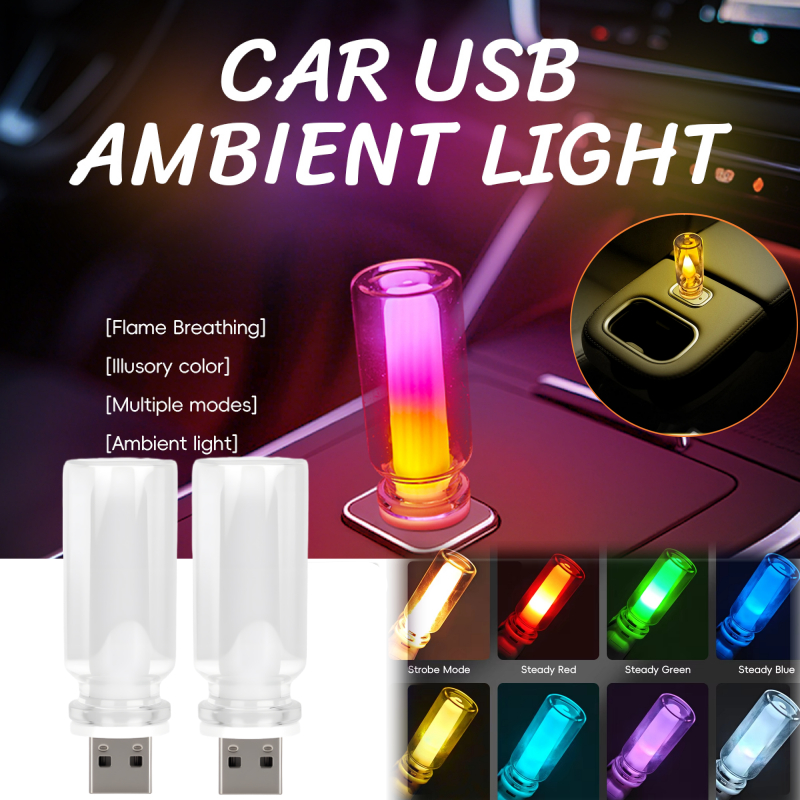 (จัดส่งภายใน 12H) รถมินิ USB บรรยากาศ 5V Retro แบบพกพาหลอดไฟ LED RGB Night Light ตกแต่ง Ambient โคมไฟสําหรับรถห้องนอน Camping