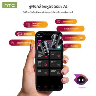HTC NE71 หูฟังแปลภาษา บลูทูธ 6.0 แปลภาษาแบบเรียลไทม์ หน้าจออัจฉริยะ LED กันน้ำระดับ IPX6 หูฟังไร้สายเสียง HiFi ใช้ได้กับ iOS Android PC