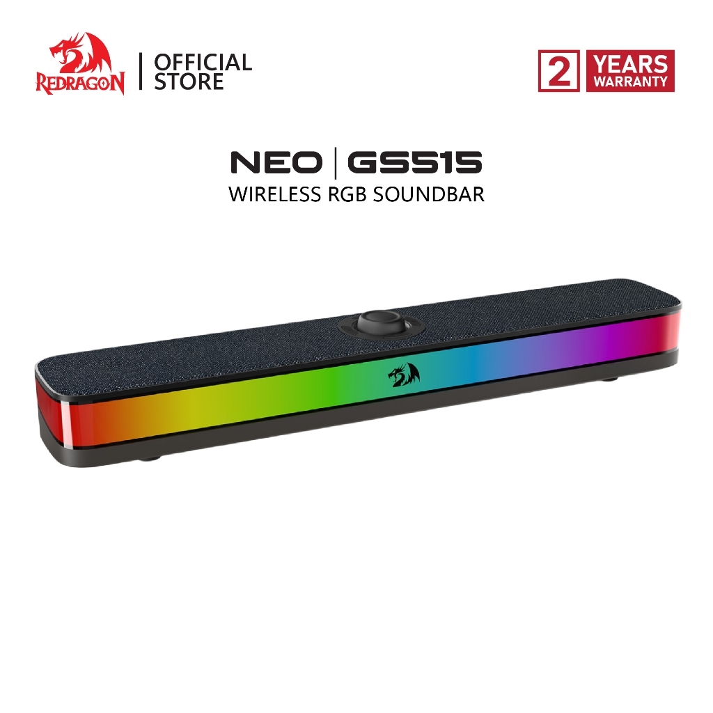 Redragon GS515 แบบมีสาย + BT RGB Desktop Soundbar, ลําโพงคอมพิวเตอร์สเตอริโอ 2.0 ช่องสําหรับเดสก์ท็อ