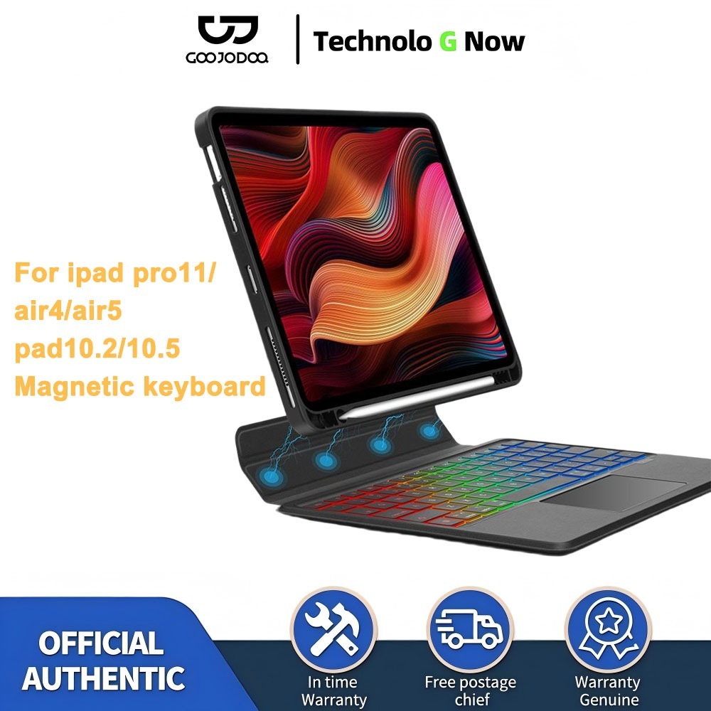 GOOJODOQ ทัชแพดคีย์บอร์ดบลูทูธ มีไฟแบ็คไลท์ สําหรับ iPad Pro11 Air4 Air5 iPad 10.2 Gen7 Gen8 Gen9