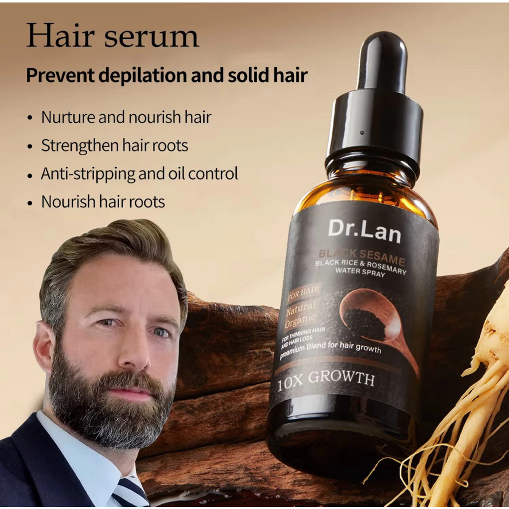 【ซื้อ 2 แถม 1】Dr Lan Black Sesame Hair Growth Serum เอสเซ้นส์หยด 30ml ลดผมร่วง เสริมรากผมให้แข็งแรง ปลูกผมหนาแน่น เร่งยาวเร็ว