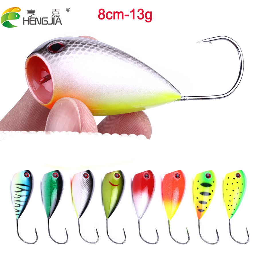 HENGJIA ลอย Popper Fishing Lure Crank HOOK เหยื่อ 8 ซม.-13g เหยื่อประดิษฐ์ Coratian EGG Hard เหยื่อตะขอเดี่ยว